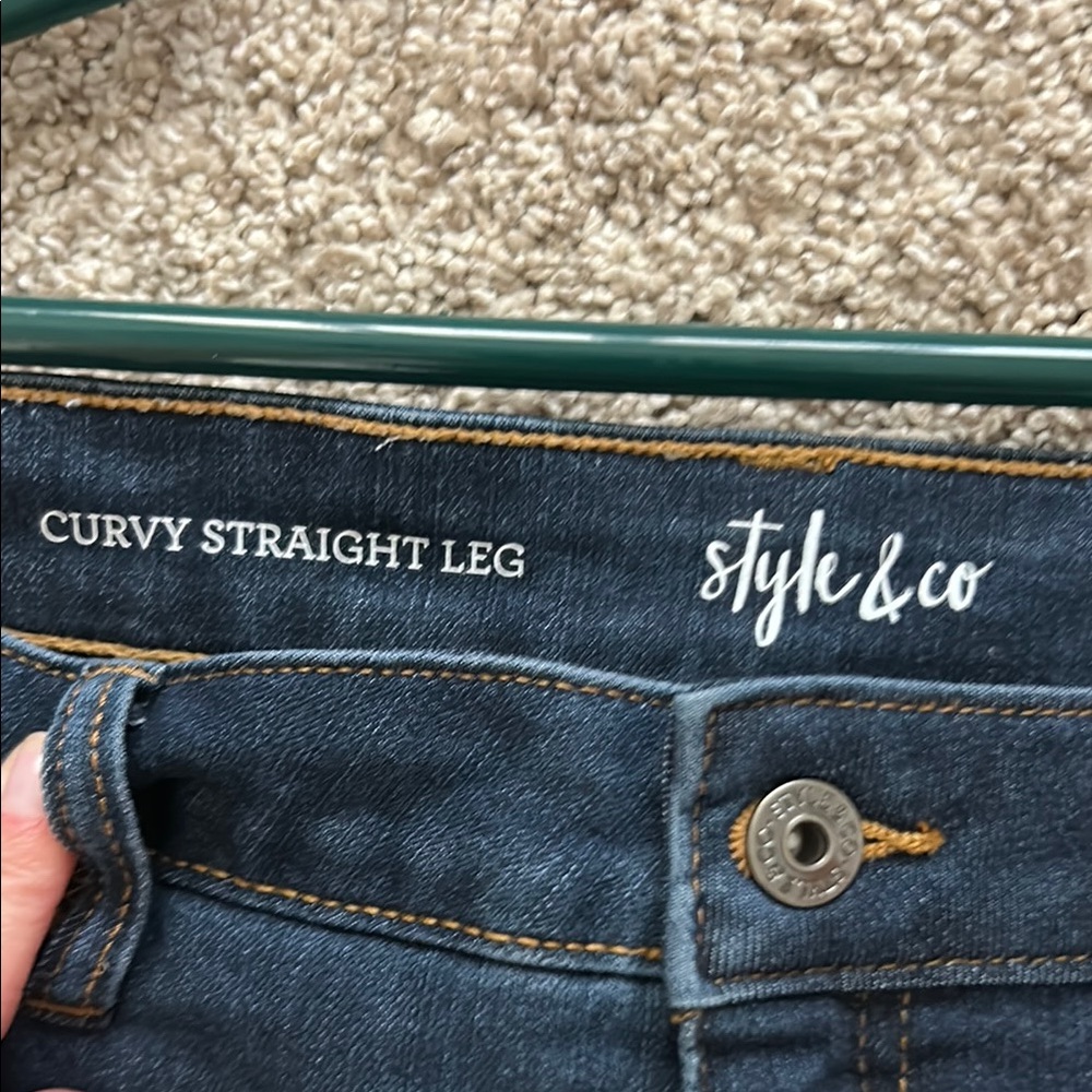 Style & Co. Women's Curvy Straight Leg Jeans - Blue